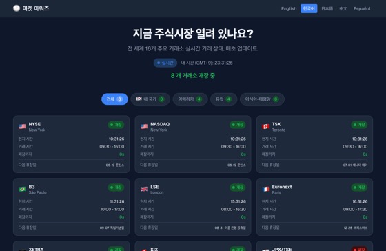 Market Hours 화면