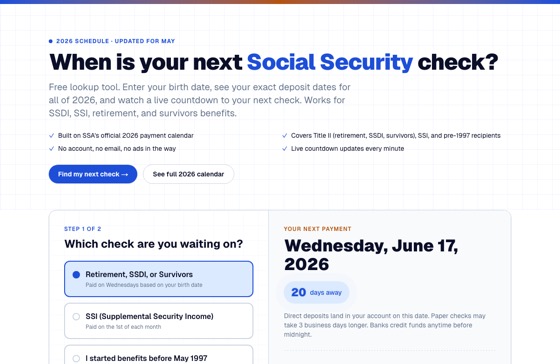 Social Security Schedule 2026 화면